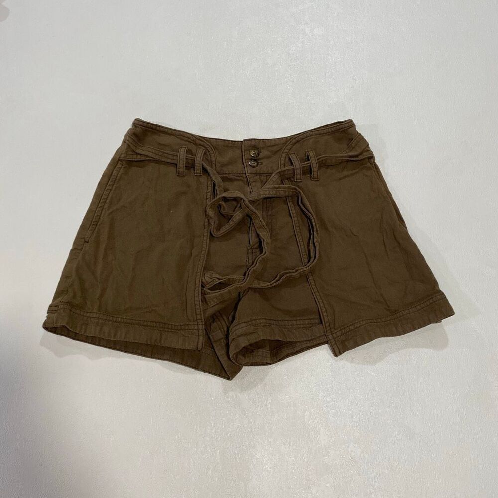 Free People Brown High Rise Tie Waist Utility Shorts Size 2
